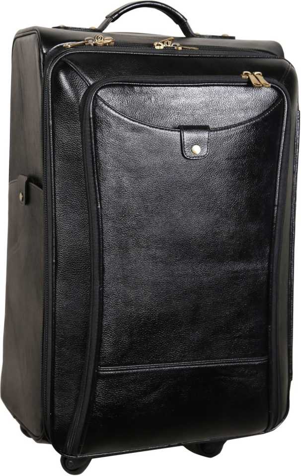 Genuine Leather Trolley bag Small Travel Bag - Large (Black) - Ambur Online  Leathers