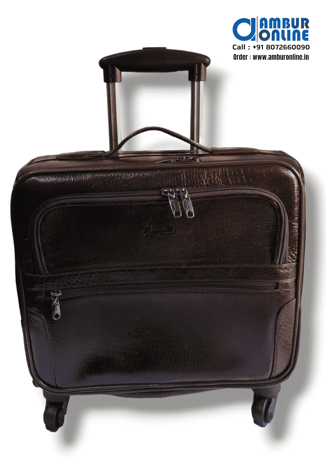 Tan Leather Trolley Bag 44L — MaheTri